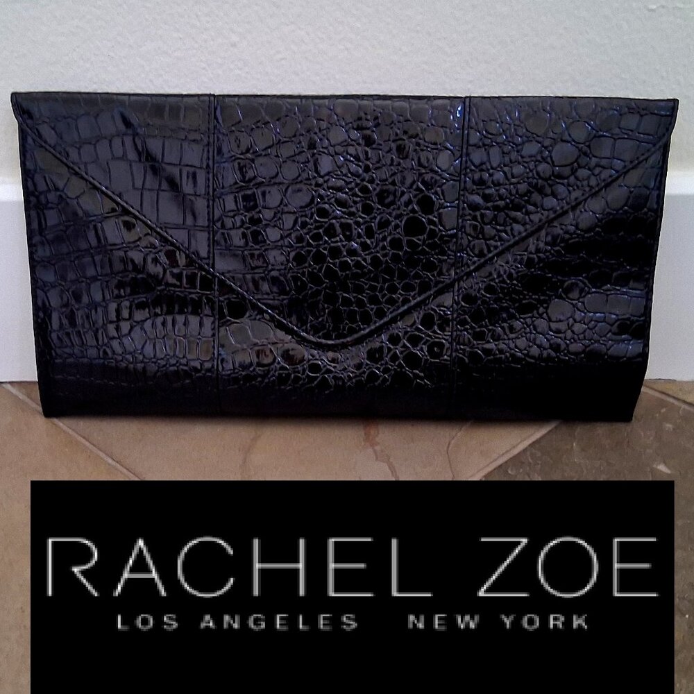 New Rachel Zoe exclusively Naiman Marcus evening Black Patent Leather Bag Clutch